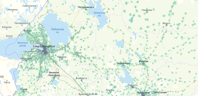 Зона покрытия МТС на карте Ивантеевка 